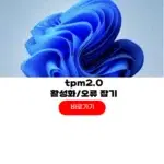 tpm 2.0 활성화 윈도우11 업데이트 오류 해결 방법 tpm 2.0 활성화