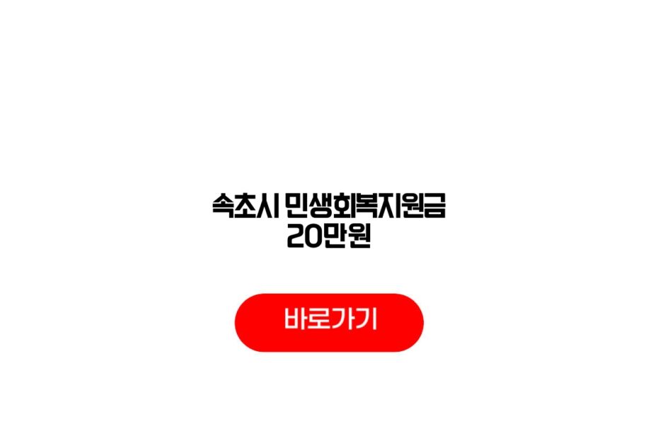 2026 속초시 민생회복지원금