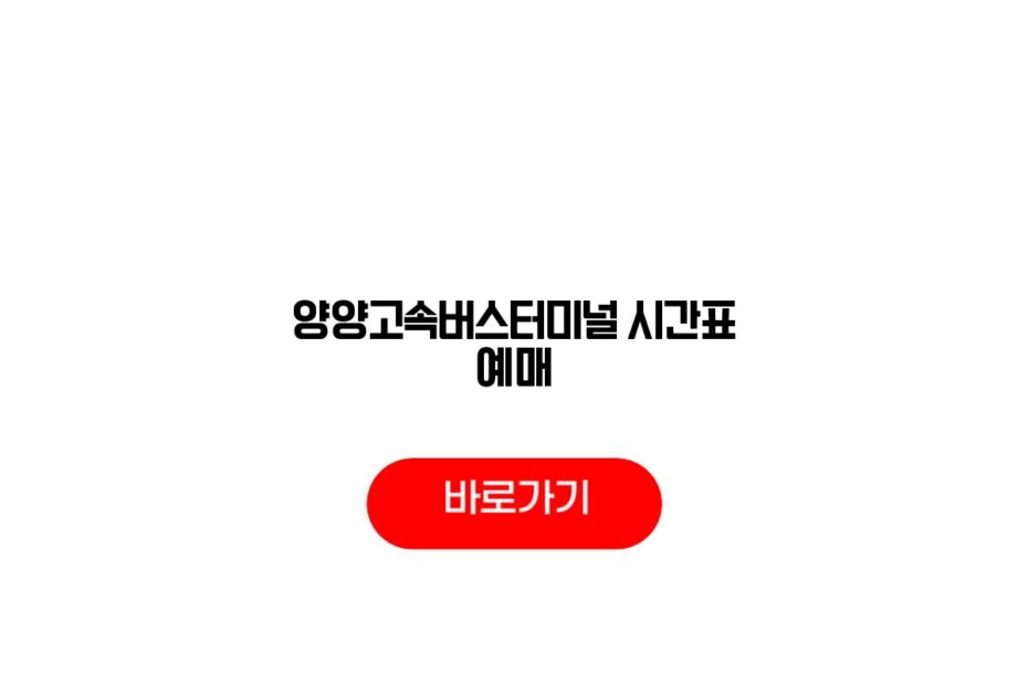 양양고속버스터미널 시간표 예매